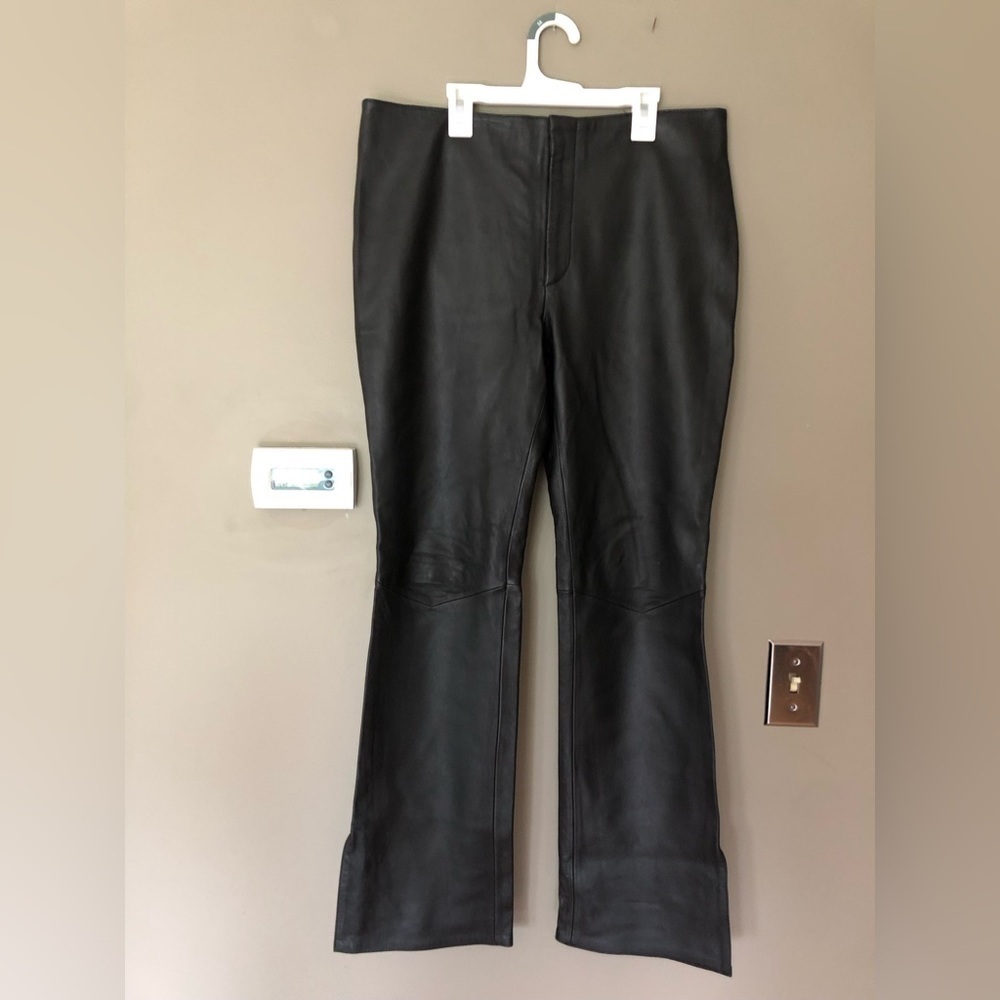 REM GARSON Vintage Black Leather Pants With Side Slits Size 10